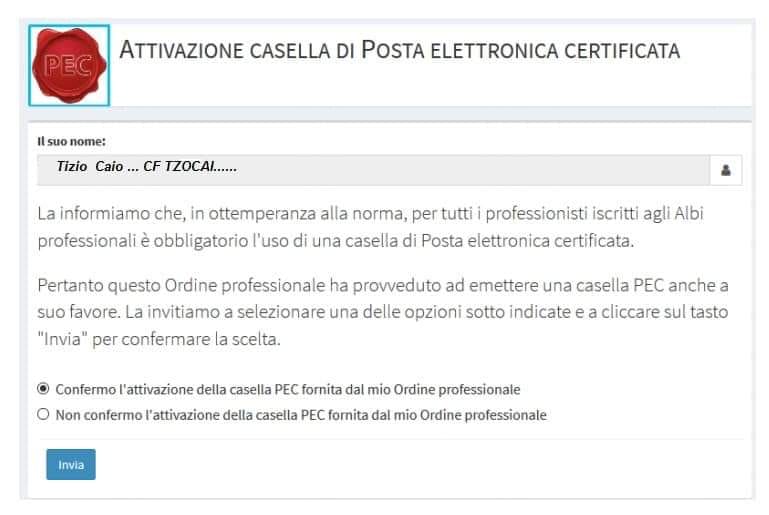 Attivazione casella PEC iscritti Ordine TSRM PSTRP Umbria