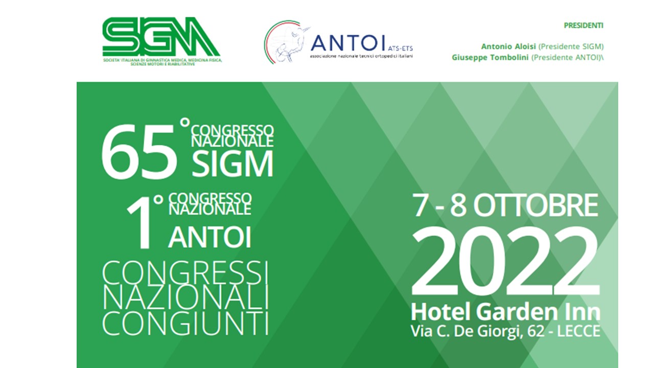 65° Congresso SIGM - 1° Congresso ANTOI Congressi Nazionali Congiunti - Lecce 7/8 ottobre 2022