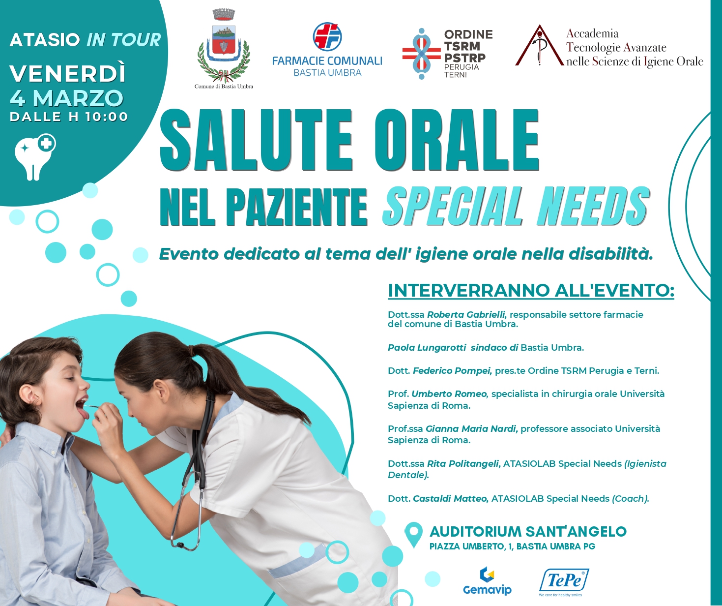 SALUTE ORALE NEL PAZIENTE SPECIAL NEEDS: Evento dedicato al tema dell'igiene orale nella disabilità - venerdì 4 marzo