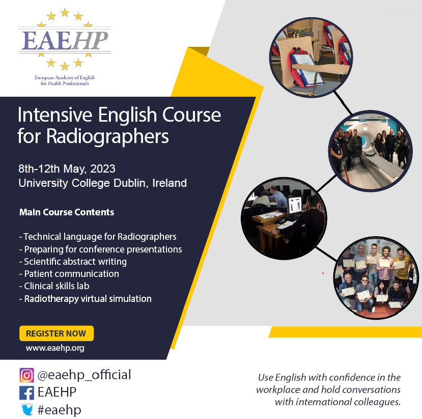 Intensive English Course for Radiographers: 8th - 12 May 2023, Dublin (Ireland)