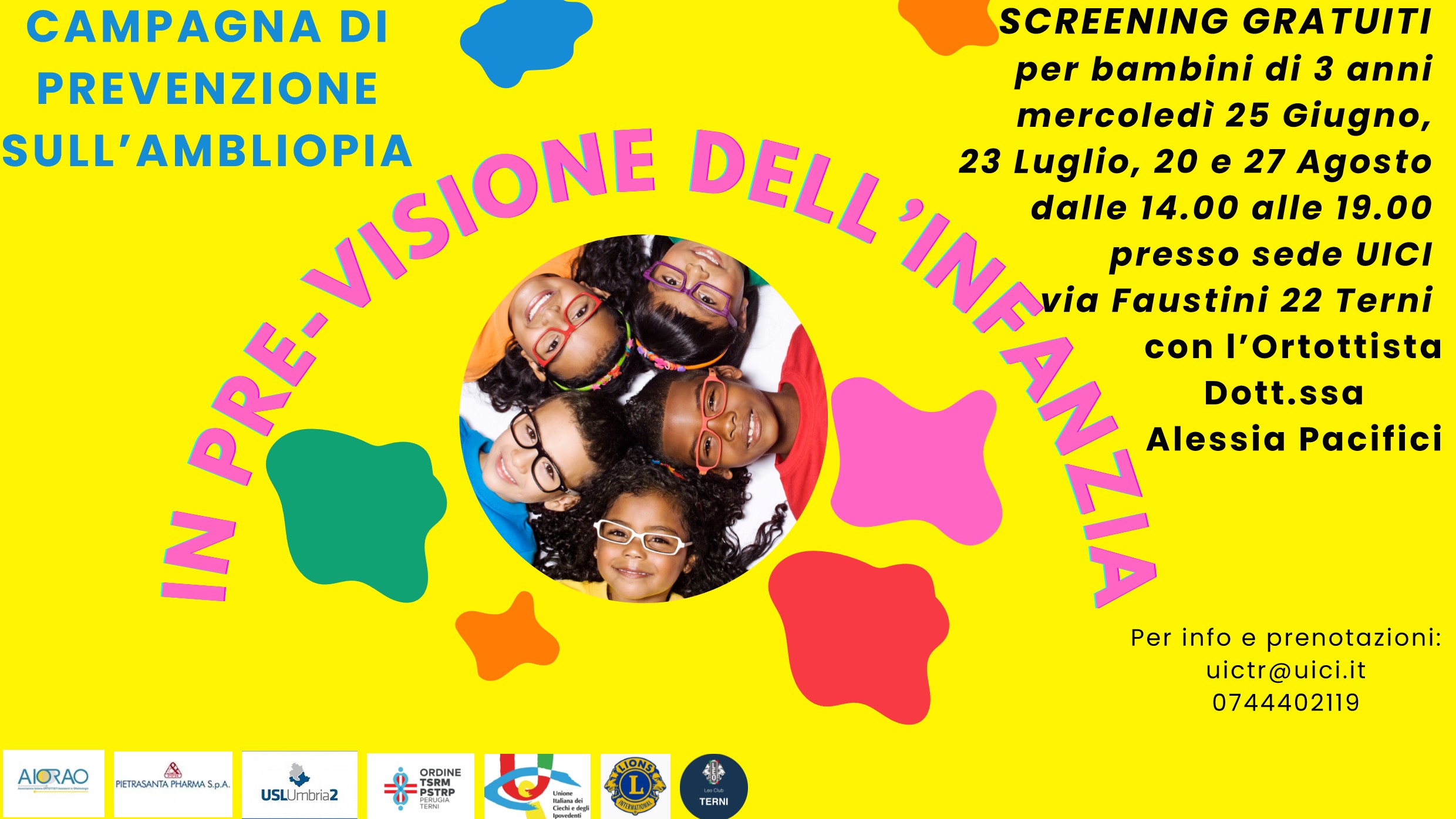 IN PRE-VISIONE DELL’INFANZIA – screening gratuiti per bambini di 3 anni